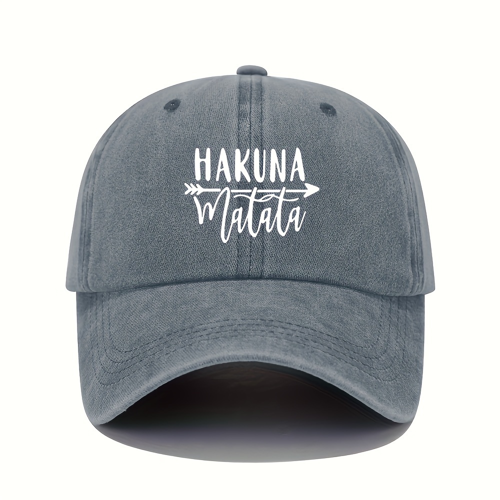 

Hakuna Matata Embroidered Dad Hat, Adjustable Baseball Cap, Vintage Washed, Lightweight, For Women