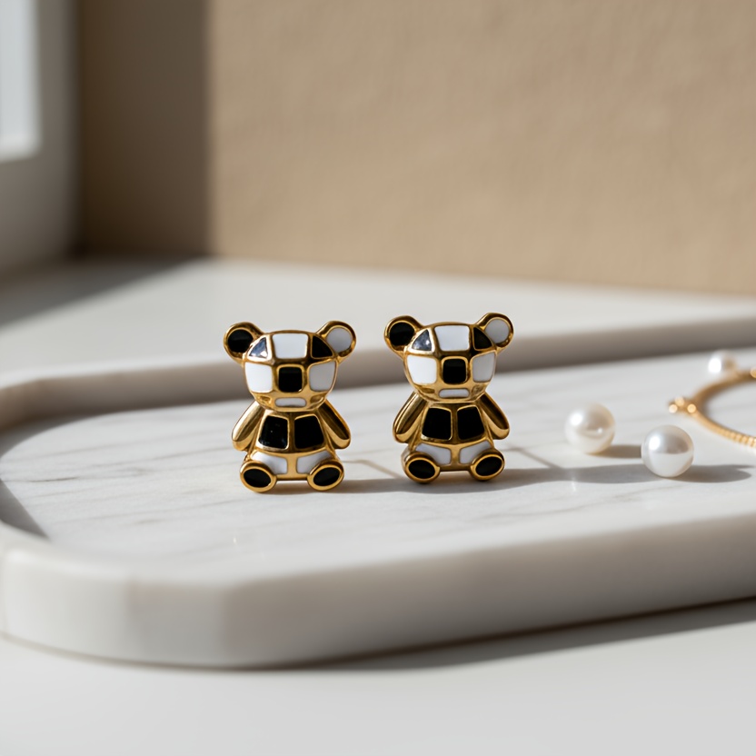 Women's Colorful Bear Enamel Earrings, Fun & Playful
