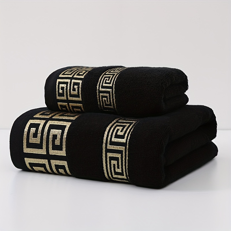 Luxury 100% Towel Set - 2pcs Towel Set, 1pc 34x75cm Hand Towel And 1pc 70x140cm Bath Towel, Towel, 380 Gsm - Perfect Gift For Couples, Bathroom Essential, And Absorbent, Holiday Decor