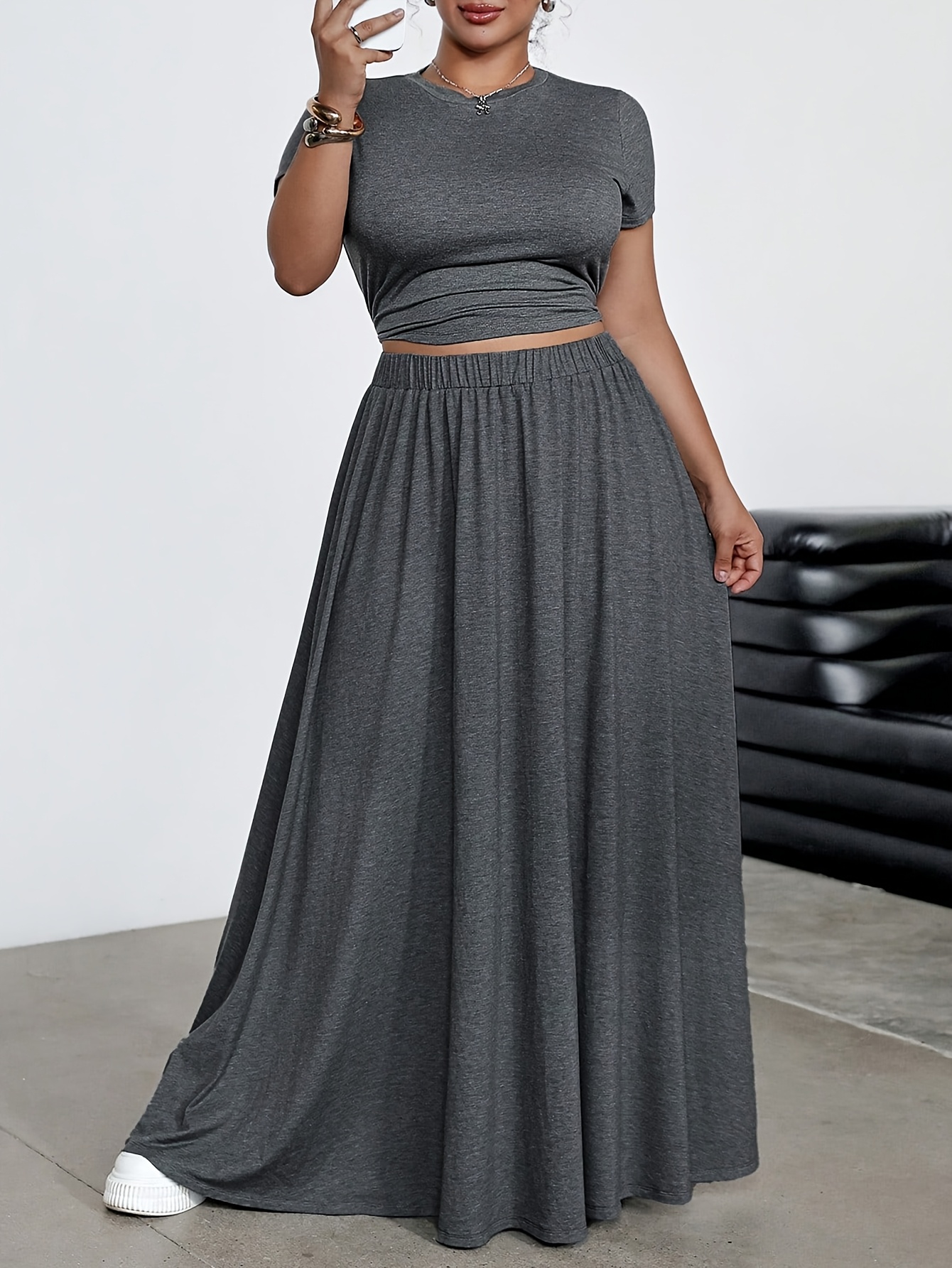 knee length dresses for ladies CROP TOP & MAXI SKIRT  Ayaba