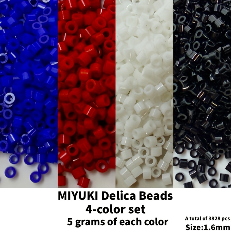 TEMU Set da 4 colori, Perline MIYUKI Delica, Totale 3828 pezzi, Materiale in vetro, Dimensione: 1.6Mm/0.063pz, Totale 20G, 5G/0.176Oz per confezione,