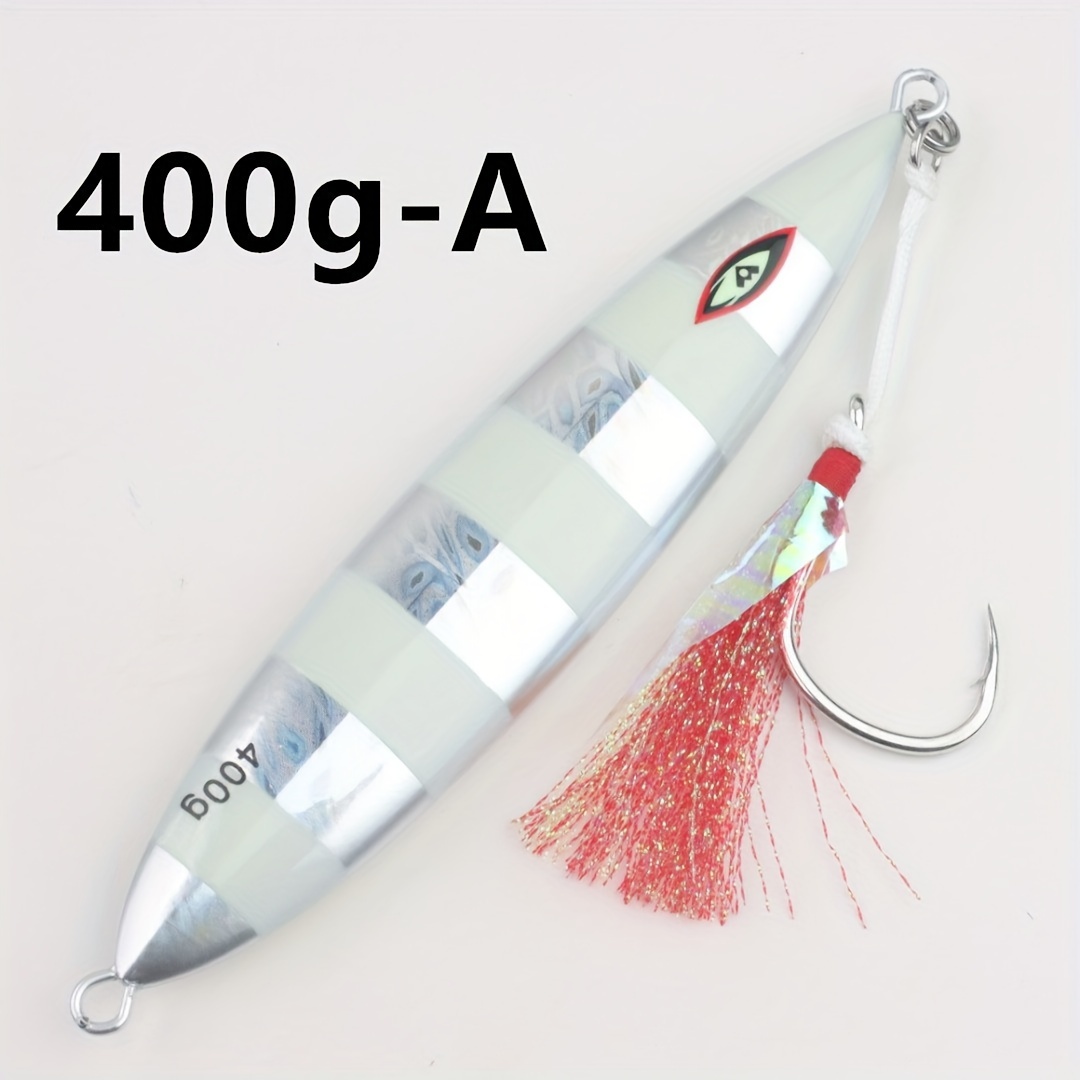 400g With Hook Slow Pitch Jig Fishing Glow Metal Jigging Artificial Saltwater Hard Baits Tackles Lead Casting Lures