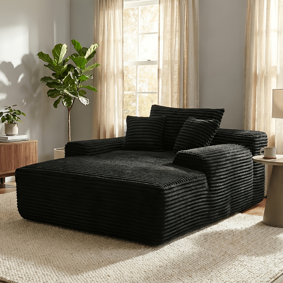 TEMU Chaise Longue d'Intérieur 67 Pouces, Canapé-Lit Oversized en Velours Côtelé, Fauteuil de Lecture , Canapés Nuage pour Salon, Pas d'Assemblage