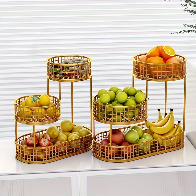 1*-Layer Fruit and Vegetable Storage Basket Carbon Steel, Black with Wire  Mesh Design for Easy Organization of Fruits, Snacks, and Vegetables