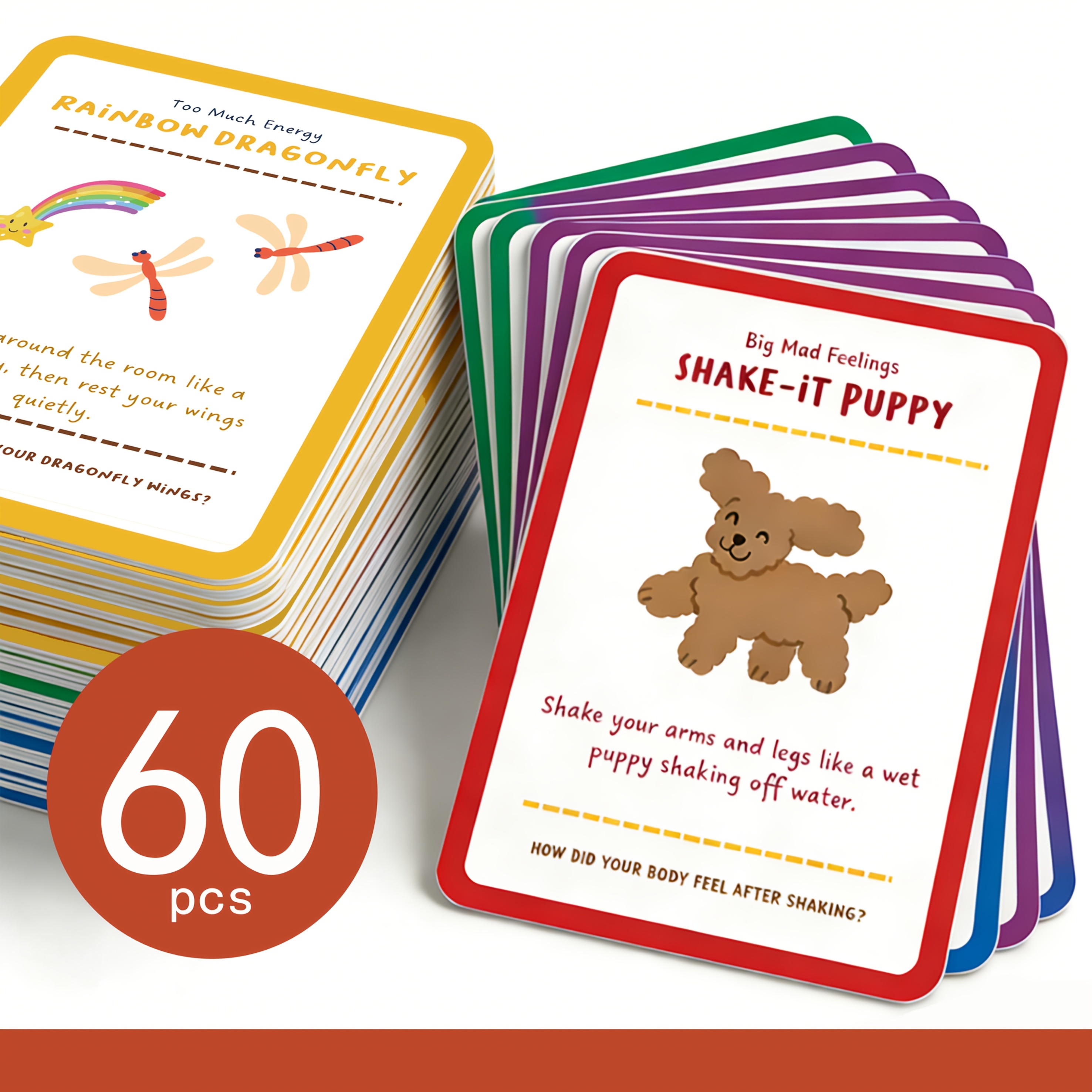 TEMU Ensemble de 60 cartes de relaxation pour enfants (2,76 × 3,94 pouces) | Apprentissage -émotionnel et compétences de gestion du stress, avec des