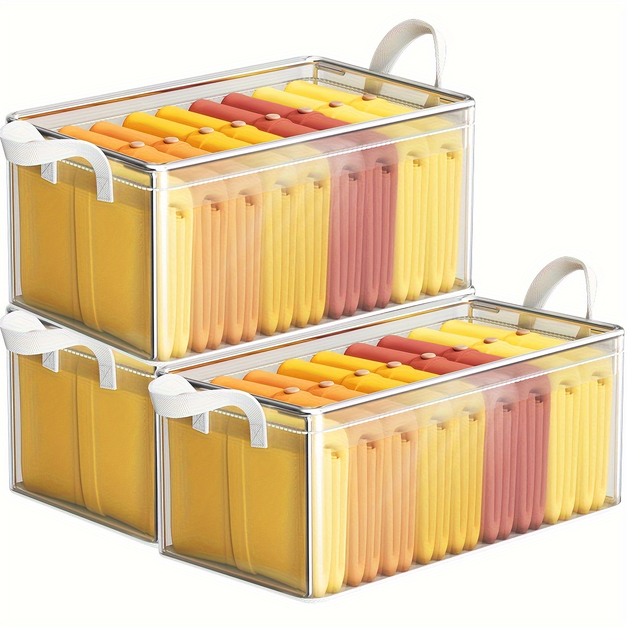 

3pcs 42l Ttansparent Storage Boxes Foldable Storage Boxes For Bedding Clothing Decorations