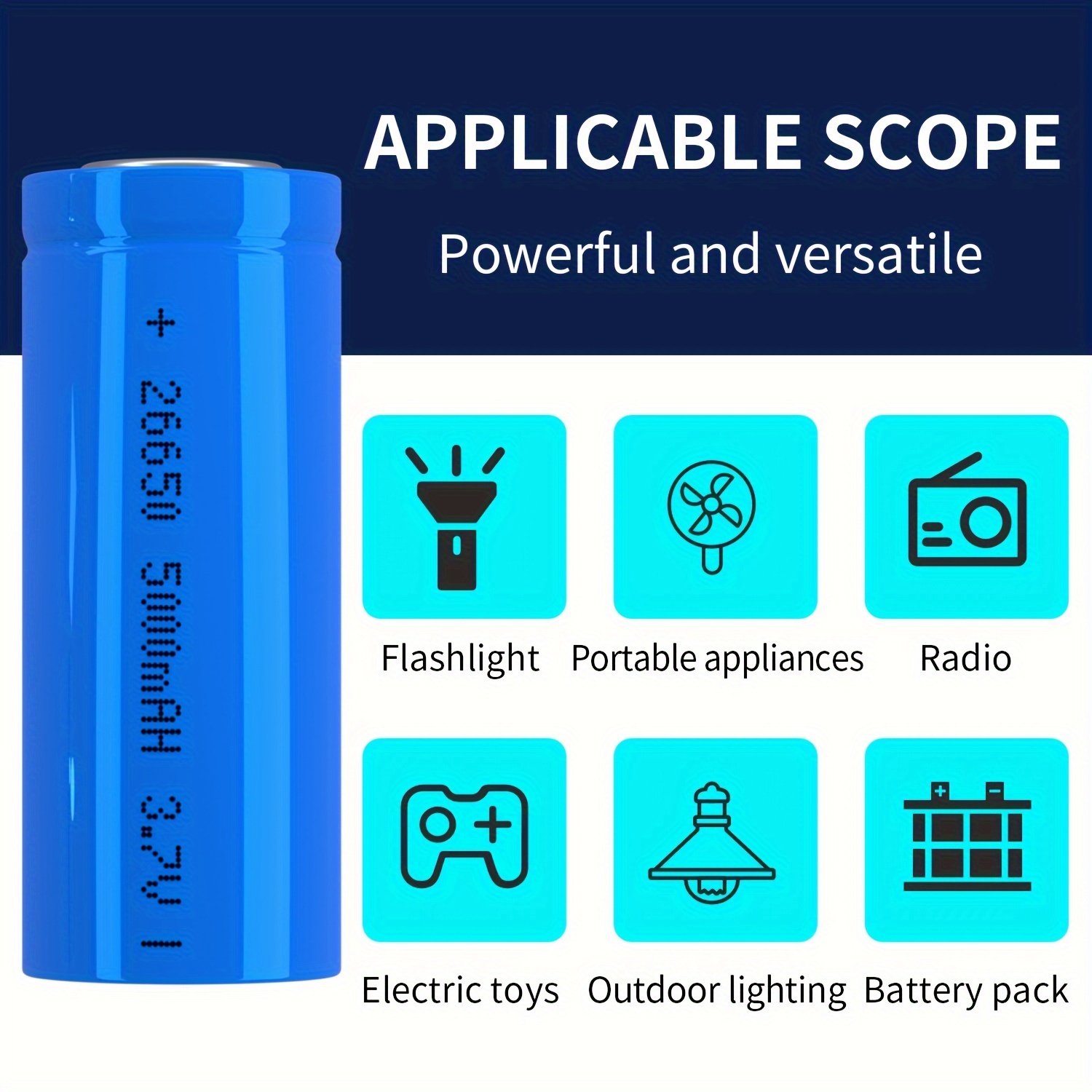 סוללה נטענת בקיבולת גבוהה 5000mAh 26650 - מקור כוח ארוך טווח לפנסים, סטרימרים, מאווררים ועוד - טעינה ב-USB, עיצוב עם כפתור עליון, ביצועים אמינים פרטים 0