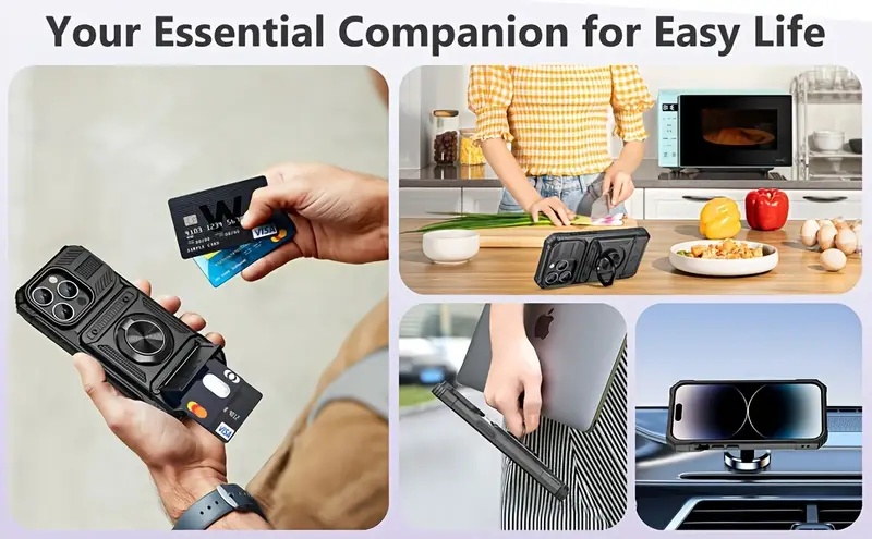 phone case suitable for iphone 17 16 15 14 13 12 11 pro   7 8   it   in a shock resistant heavy duty hard case with metal holder and hidden   slot Product details 3