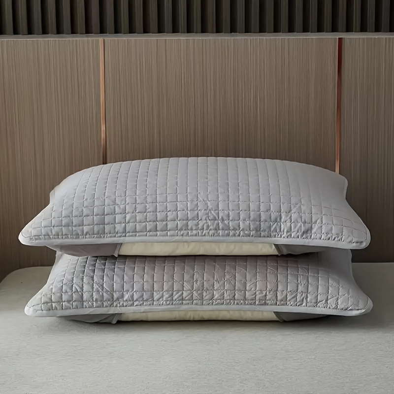 TEMU Ensemble de deux taies d'oreiller luxueuses avec un motif matelassé en losanges, fabriquées en polyester respirant et épaissi, avec fermeture