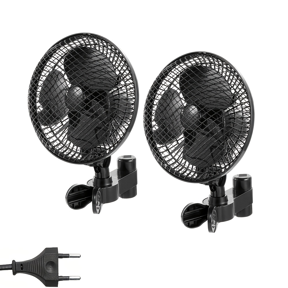 TEMU 2pcs Greenhouse Fan Clamp-type Fan Planting Tent Multi-speed Automatic Swivel Fan, Plant Tent Clip-on Fan, Featuring A Newly Designed Long-life