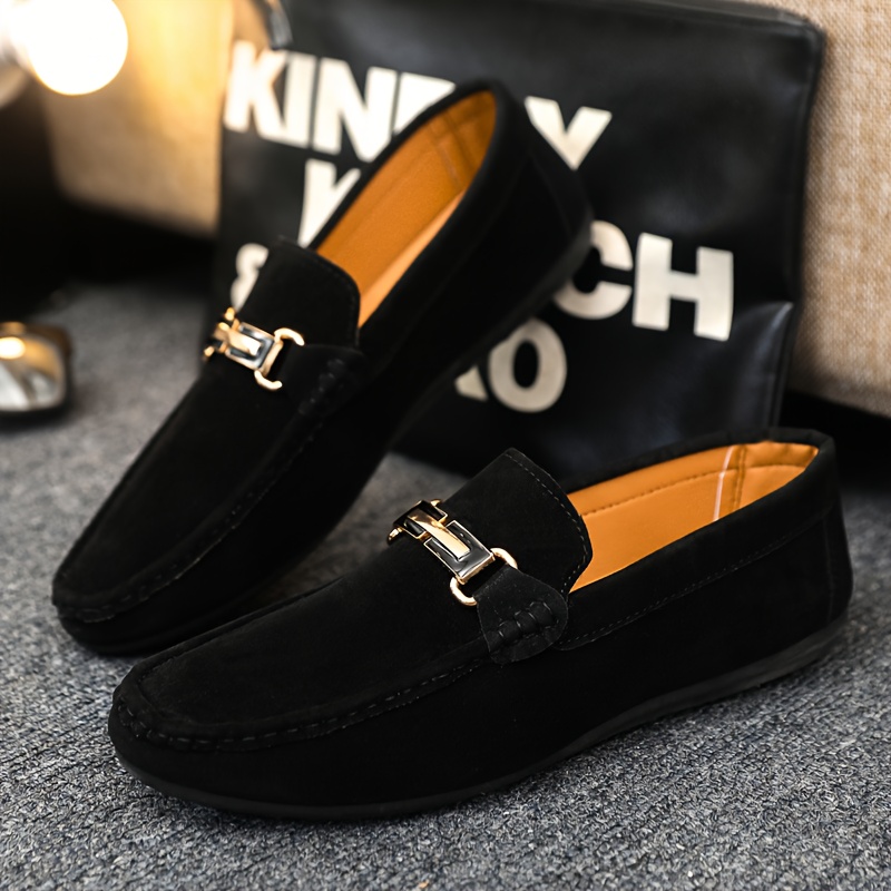 A Set of Stylish, Single-Color Luxury Casual Shoes for Men, Featuring a Round Toe And Flat Design, Comfortable Slip-On Style, Suitable for Different Events