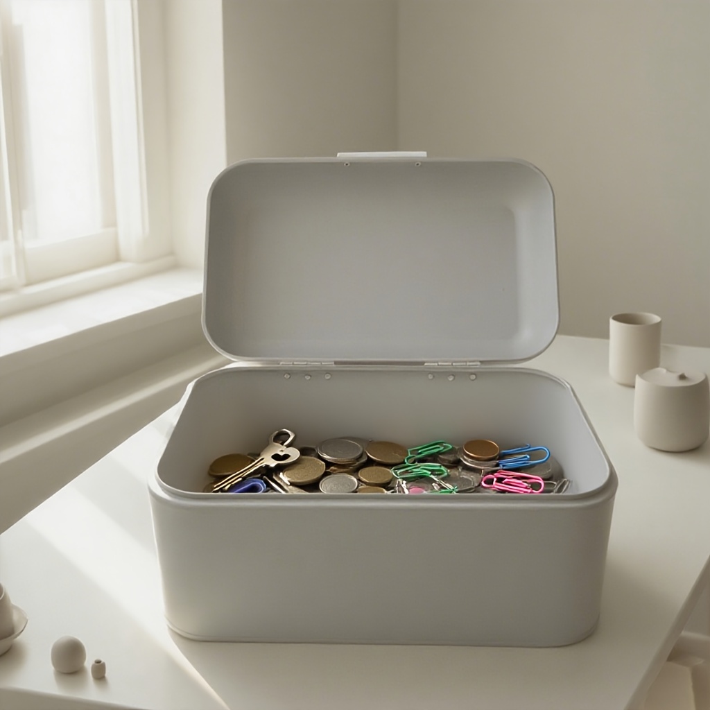 metal multi-functional storage box with   lid - square dustproof organizer for home, kitchen & jewelry - reusable white/black/gray container for food, keys,  , office & travel accessories - durable space-saving design,  , sturdy construction, home organizers 0