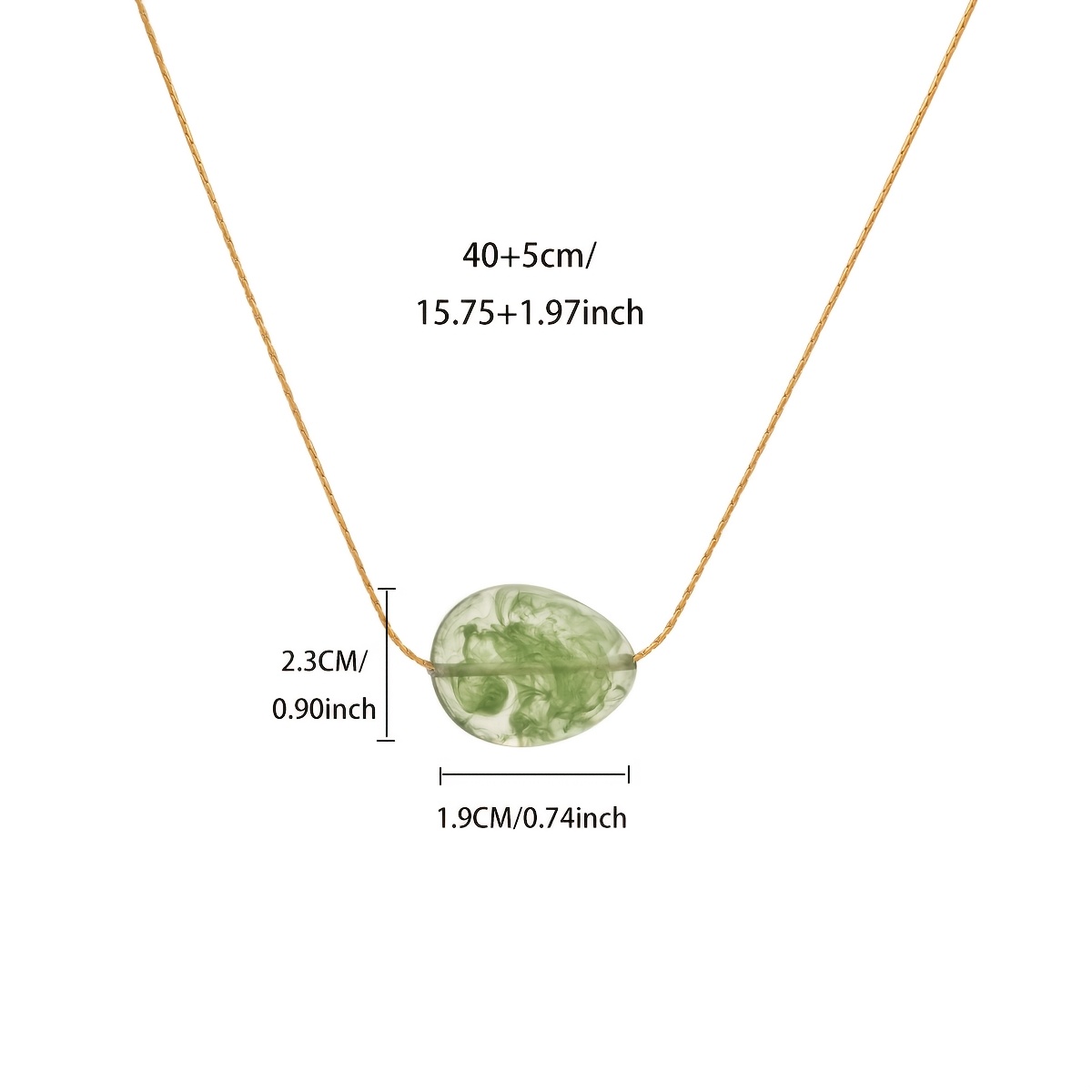 Women's Stainless Steel Inlaid Oval Resin Necklace