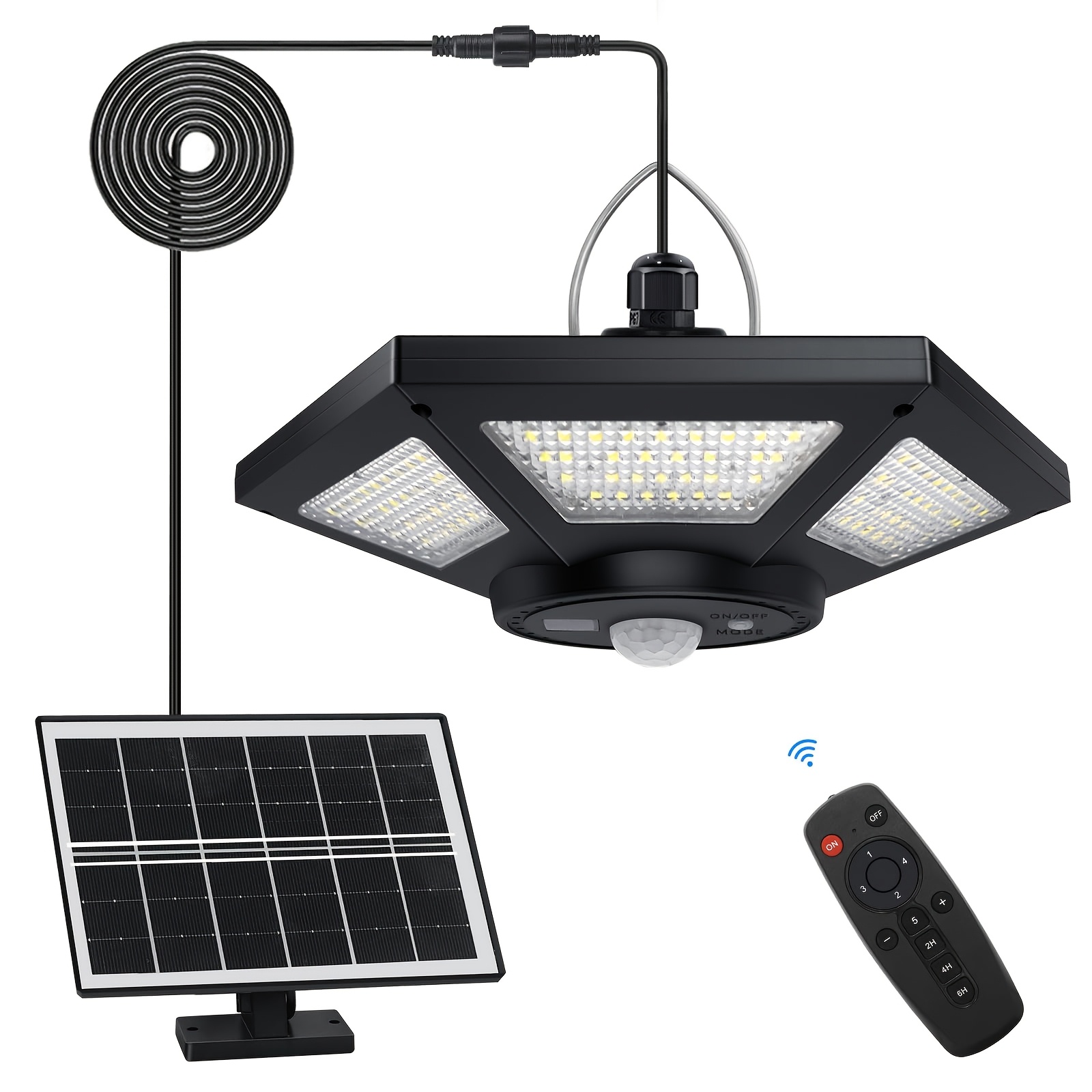 TEMU Solar , Solar Pendant Light Indoor Outdoor, 180 Led 1000lm 360° Lighting Solar Indoor Lights Motion Sensor With Remote Control For Shed Barn