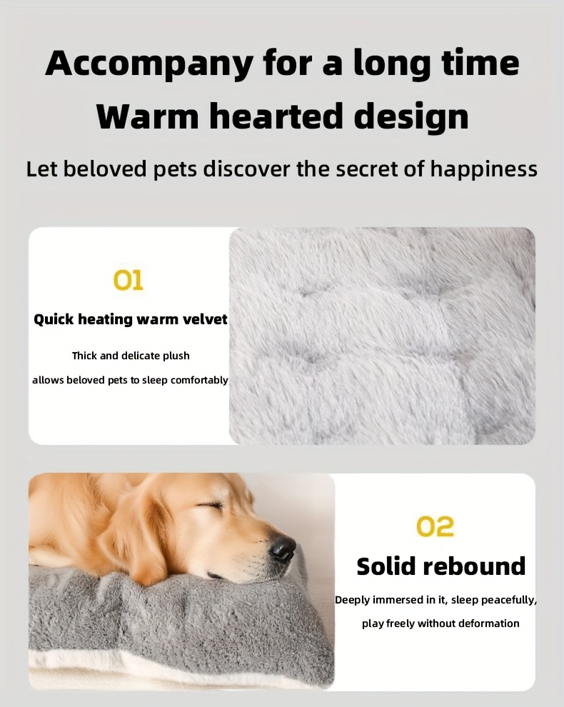 extra large thickened dog bed for medium large dogs washable polyester kennel mat with plush gray surface durable square design for indoor outdoor use     dog bed mat   furniture   accessory thickened material Product details 4