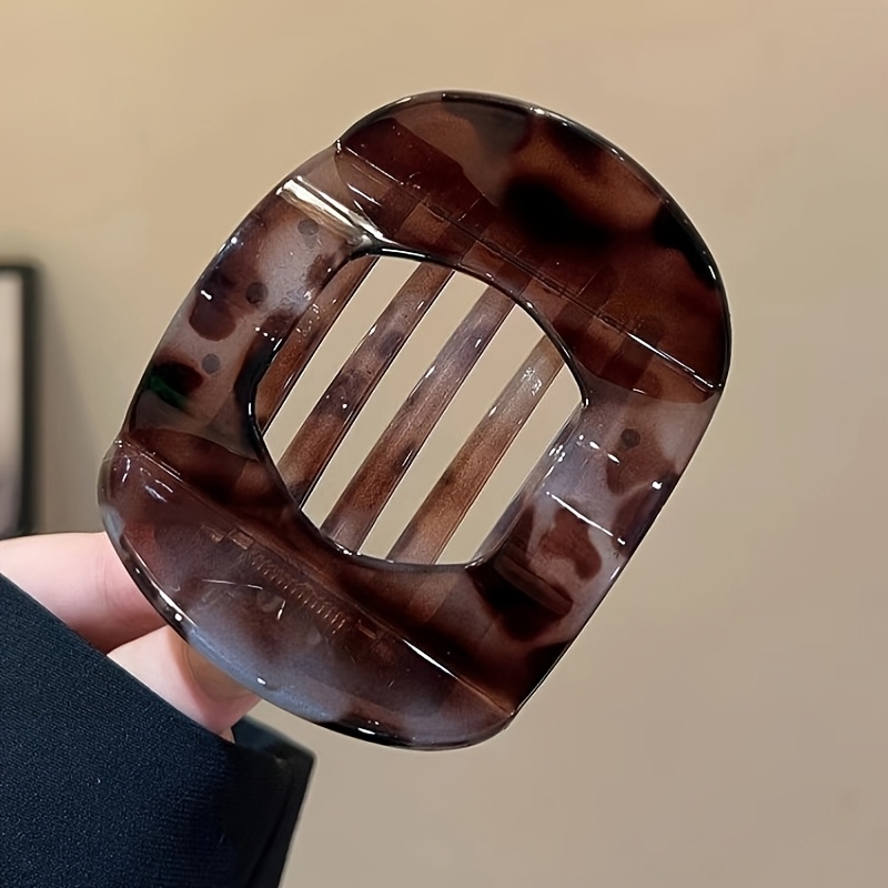 1pc Retro Handcrafted Flat Oval Acrylic Hair Clip with Curved Arc Design, Suitable for Daily Wear and Hairstyling
