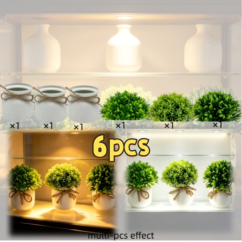 TEMU Ensemble de 6 plantes artificielles exquises en pots , avec diverses de plantes à gazon vert luxuriant associées à de pots . Chaque pot est d'un