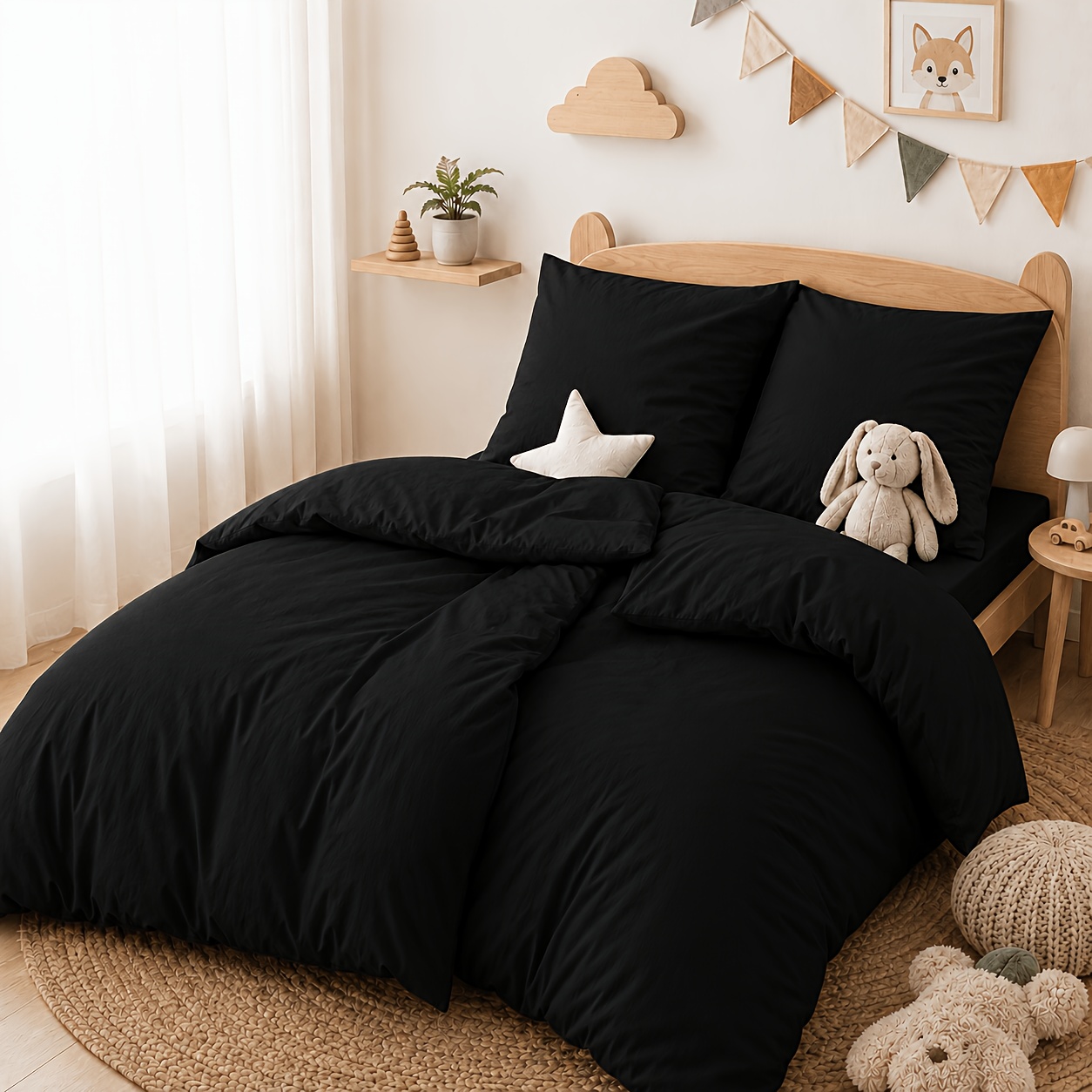 Image of 4pcs Cotton Bedding, 2 Duvet Covers And 2 Pillowcases, -friendly Bed, Summer-friendly , Machine Washable, Suitable For Kids, Adults , -texstandard 100 Certification Cover Set For