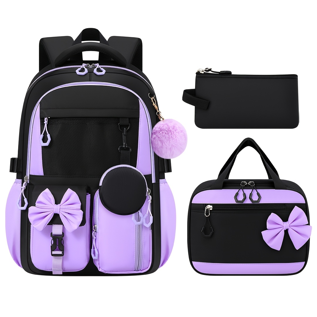 TEMU BXBOAT Set di 3 borse scolastiche con e pochette portaoggetti per ragazze adolescenti, preppy casual elegante di grande capacit� con scomparti