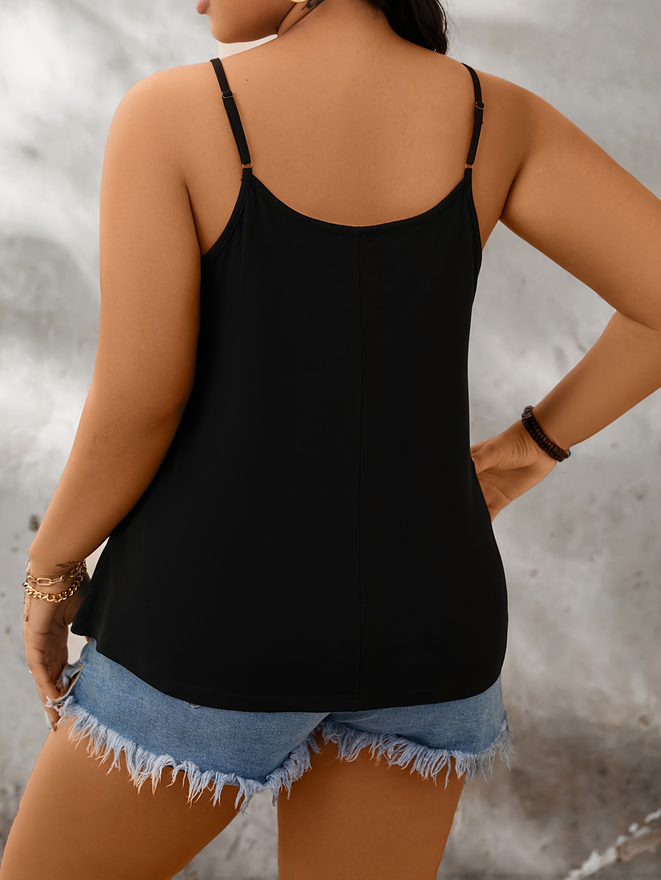 Plus Size Lace Trim Cami Top, Elegant Cut Out Sleeveless Top For Summer, Women'S Plus Size?Clothing