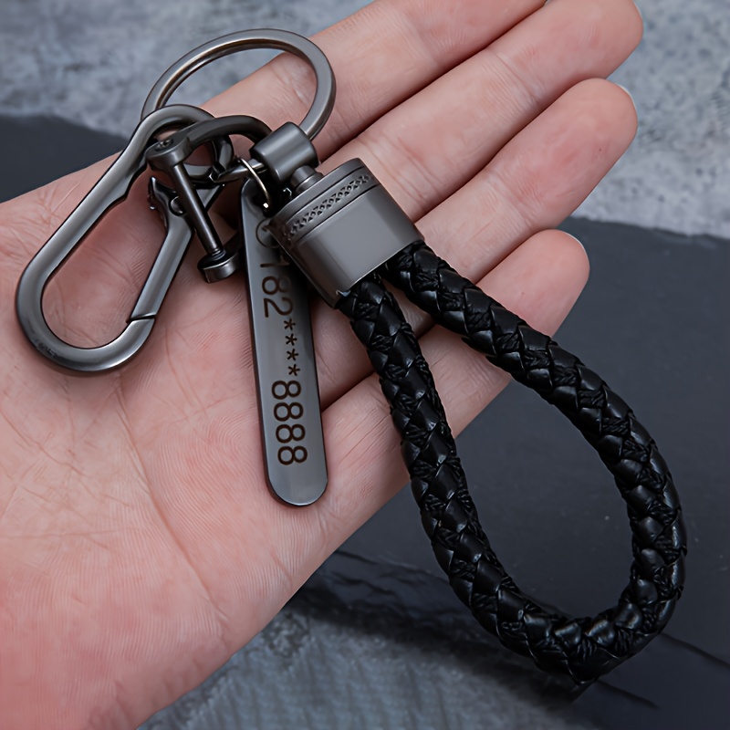 TEMU High-end Metal Alloy 1pc Car Keychain Pendant - Braided Rope Keychain For Men, Couple, Cute Keychain