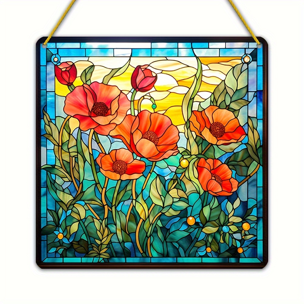 Flower Sun Catchers Colorful Window Hanging Square Acrylic - Temu Canada