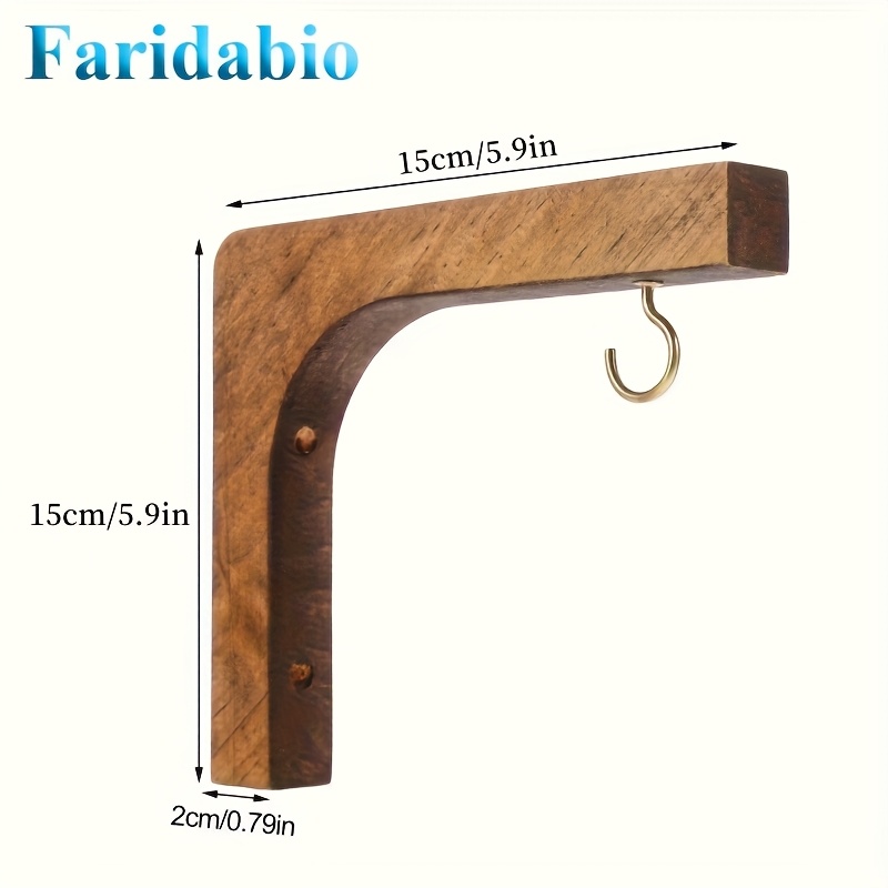 Image of Faridabio 1pc Nordic Style Wooden Hook - Multifunctional Storage Rack For Plants, Towels, Etc. - Indoor And Outdoor Decor, Utility Hooks