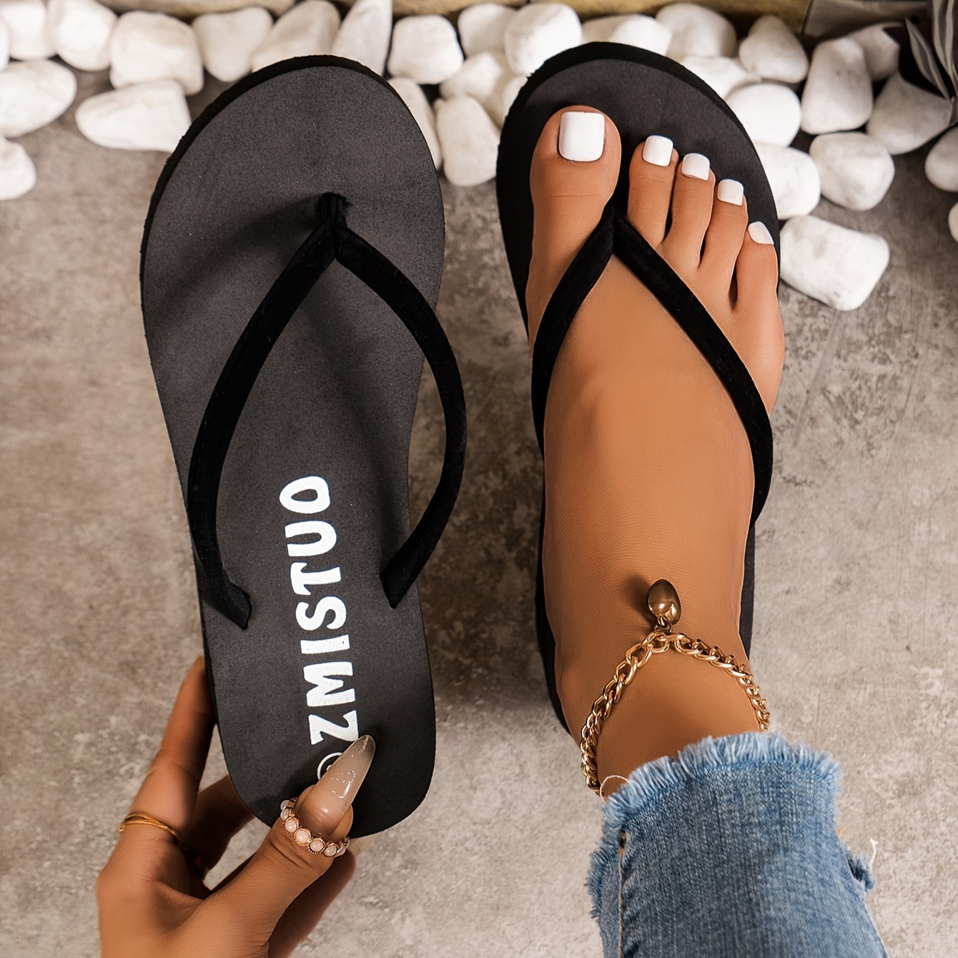 Women s Chic Solid Color Slip on Platform Flip Flops with High Heel Comfy Casual Beach Thong Sandals with Fabric Straps and EVA Cushioned Sole