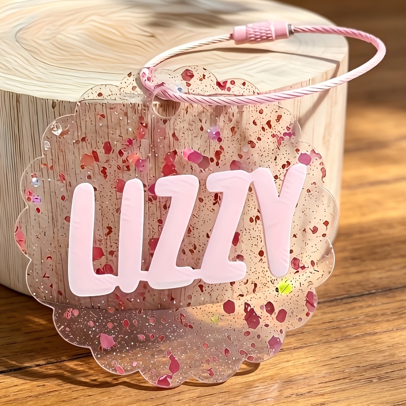 TEMU Custom Name Glitter Acrylic Pendant, Colorful Letter Decorative Pendant, Glitter Acrylic Keychain, School Bag & Luggage Identification Tag