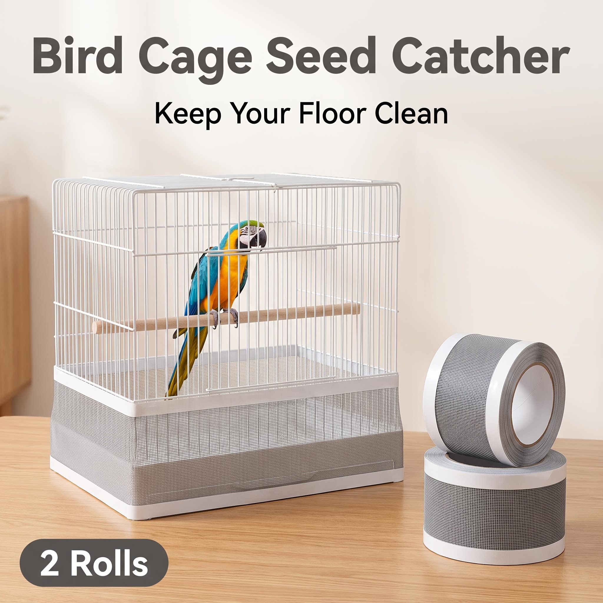 TEMU 2 Rolls Self-adhesive Pp Bird Cage Mesh Net Patches 12cm X 500cm For Parrots Anti-escape Protection Net
