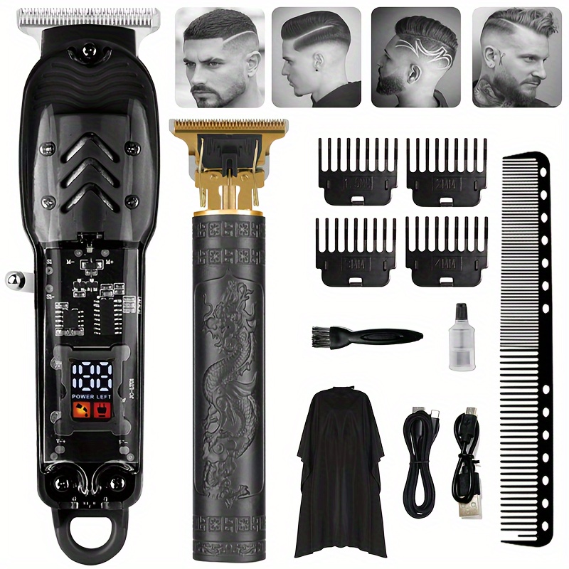 

2pcs Cutting Grooming Kit Professional Hair Clippers For Men Cordless Barber Clippers Machine Rechargeable Trimmer Mens Beard Trimmer Hair Clipper And Hair Trimmer Kit