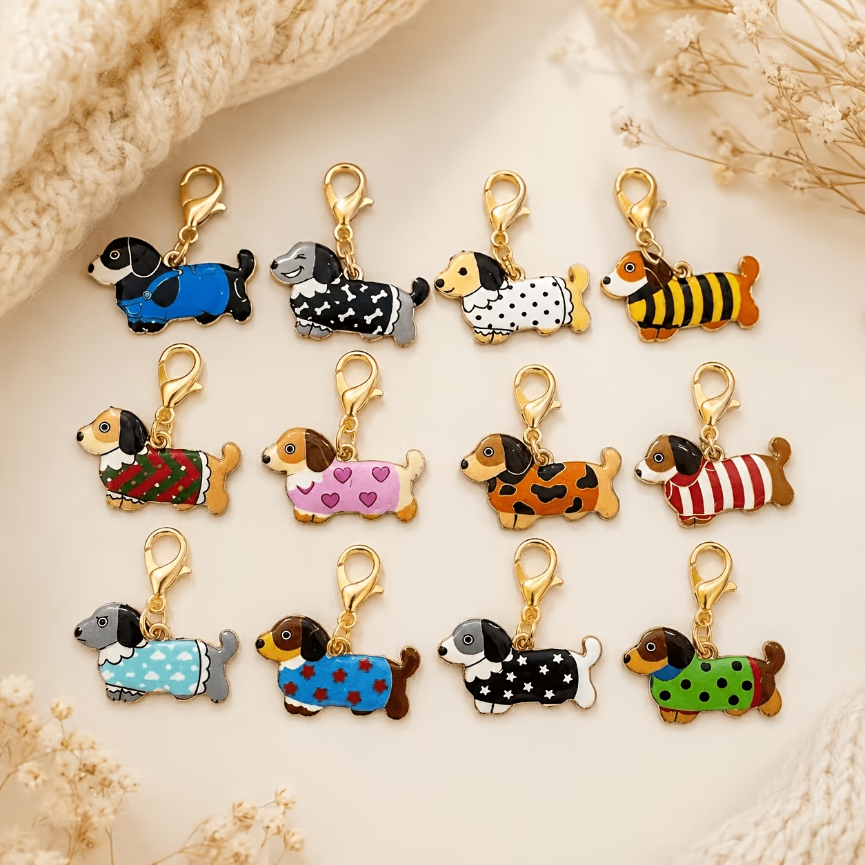 TEMU Llavero de perro de , 12 piezas, dije para bolso de mujer, accesorio de moda, llavero elegante y encantador para mujer, llavero decorativo de