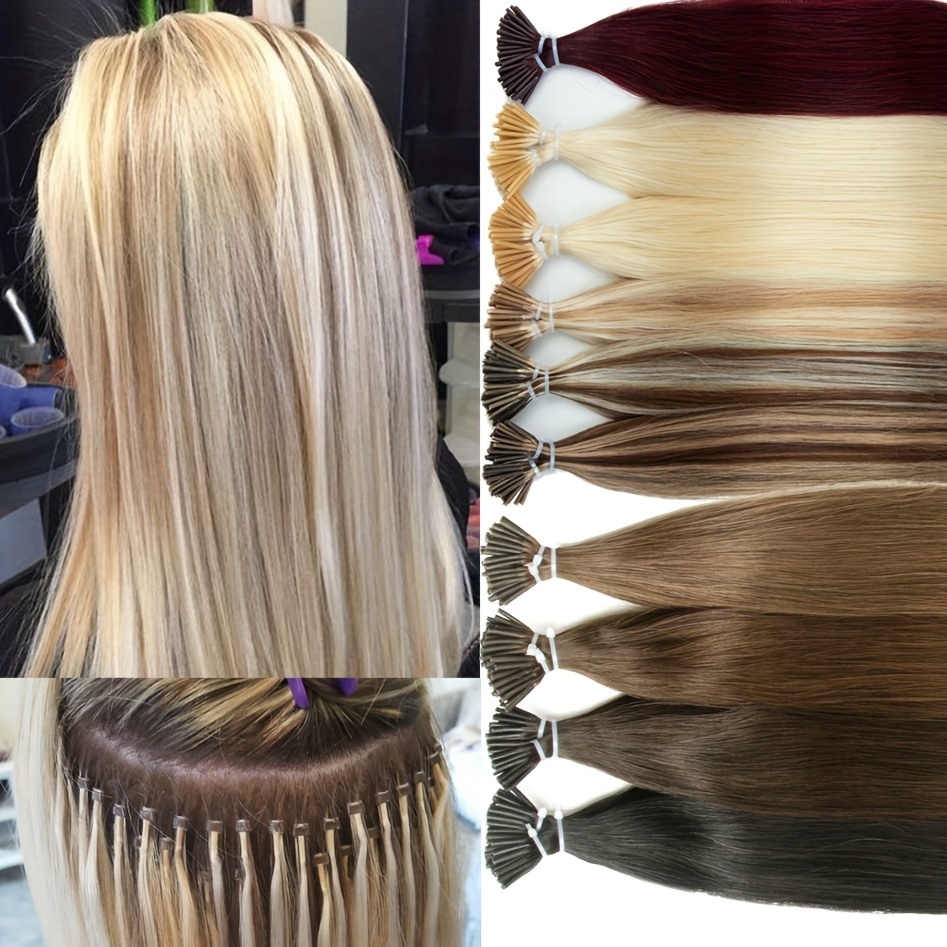 luxurious 50 stand straight tip hair extensions natural Temu Brazil