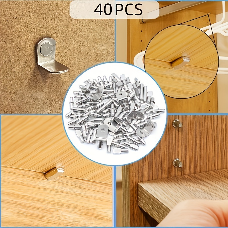 

Value Pack 40pcs/80pcs Shelf Pegs Kit, 4 Styles Shelf Bracket Pins, Sturdy Cabinet Shelf Support Pegs For Cabinets, Bookcases