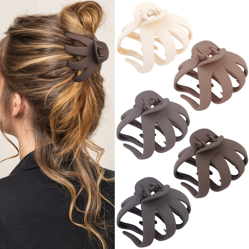 TEMU 6pcs Multi-colors Matte Large Hair Clip Solid Color Shark Clip Hair Claw Clips For Women, 2.8" Medium Non-slip Octopus Jumbo Hair Additions For Thick Hair