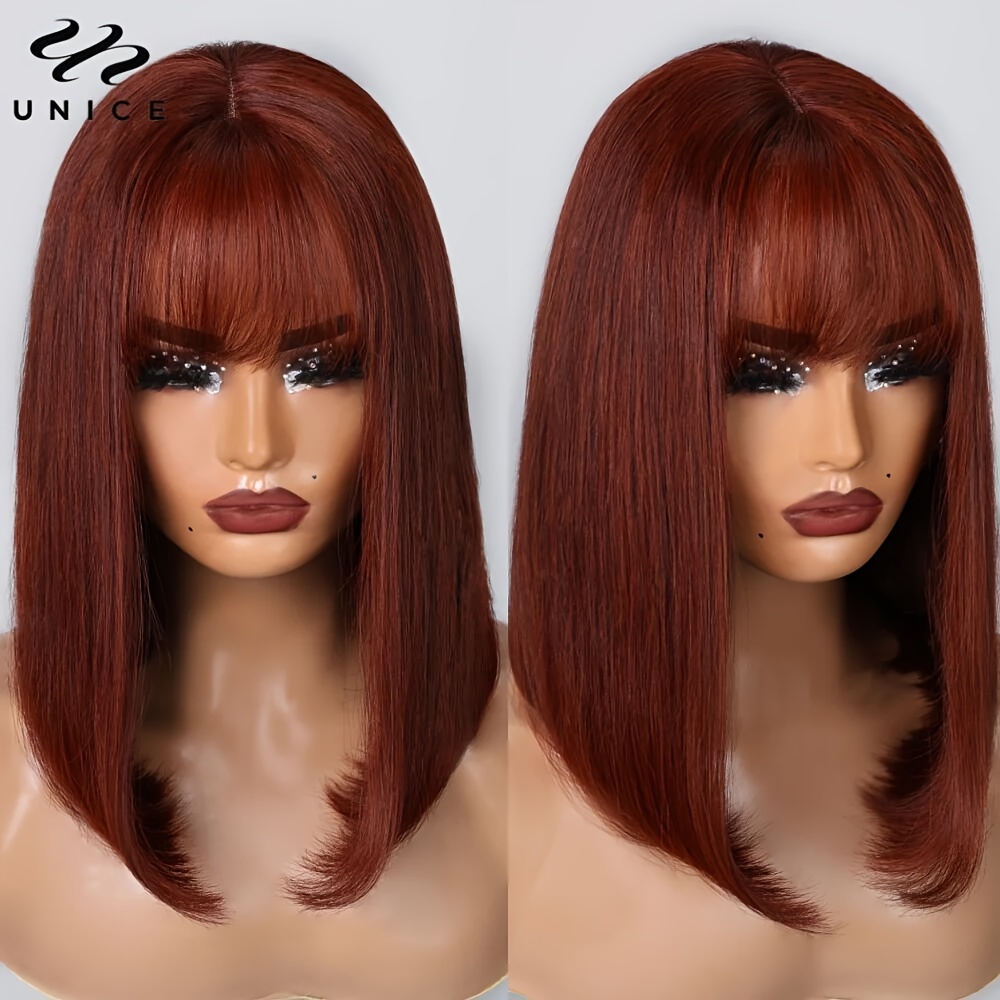 

Hair Straight Bob Wig With Bang Human Hair Short Bob Lace Wigs For Women Put On And Go Glueless Wig
