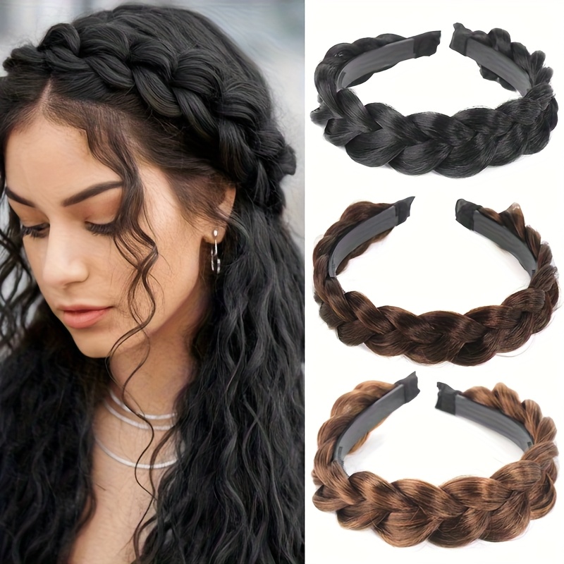 Synthetic Braided Headband Wide Strands Hair Accessory for Women Elegant Women main image 4