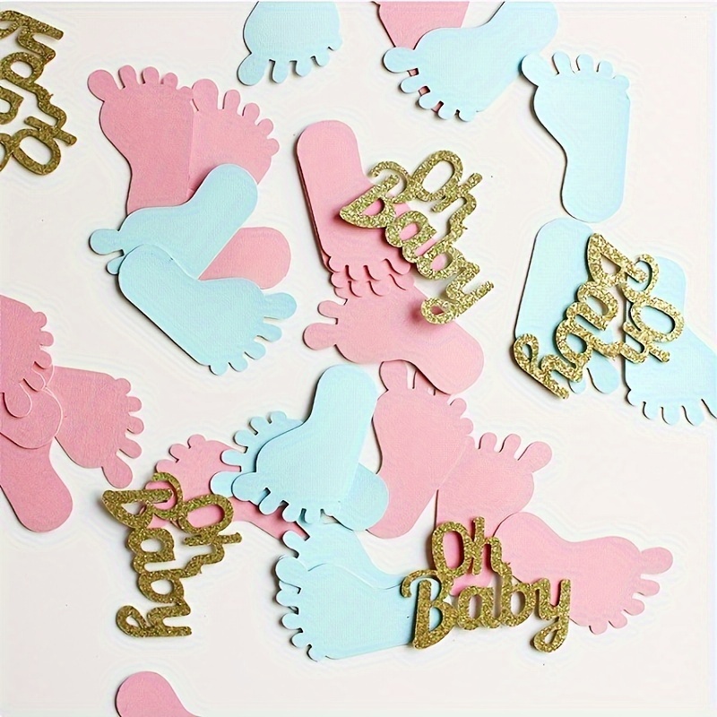 

100pcs Baby Shower Paper Confetti Table Scatter Sparkling Feet Baby Gender Reveal Party Decorations Paper Scrap Festival Supplies