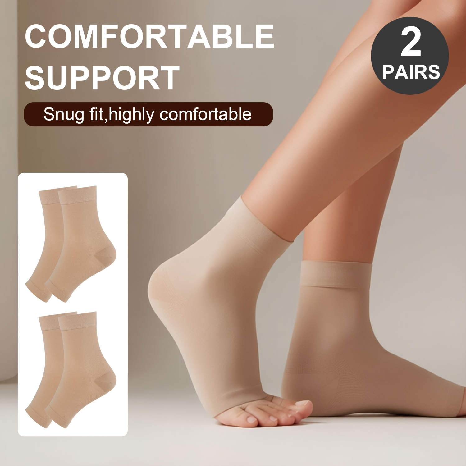 TEMU 2-pack Compression Open-toe Mid-calf Socks, Unisex, Compression Ankle Socks, Compression Stockings