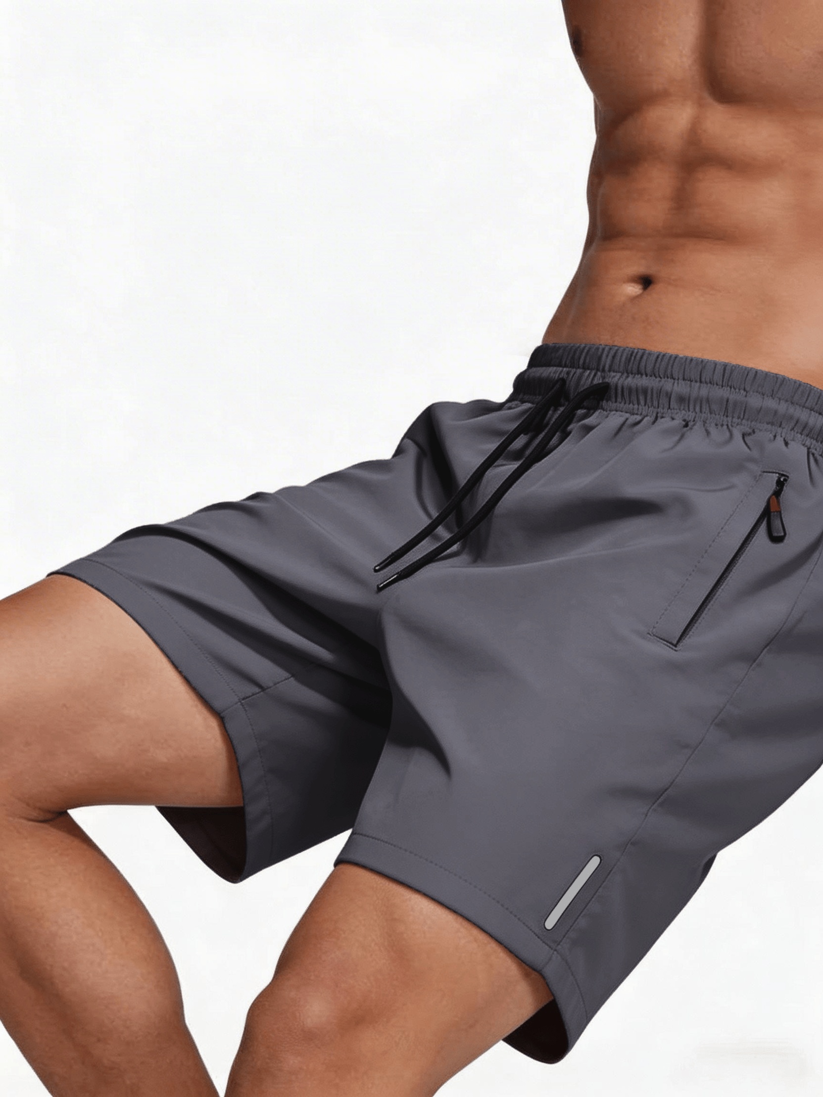 Men's Casual Sports Printed Shorts - Quick-drying Fabric, Zippered Pocket, Drawstring Elastic Waistband, Simple and Elegant, Reflective Print, Comfortable and Breathable, Suitable for Cycling, Running, Fitness, Basketball, Badminton, Tennis and Other