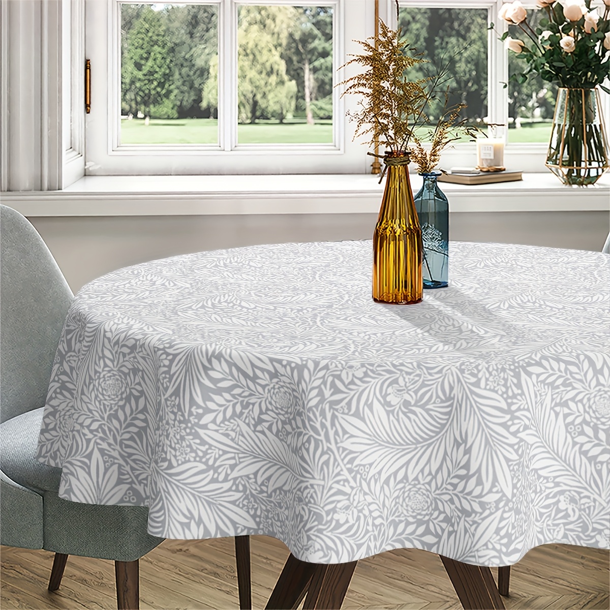 TEMU 1pc Round Tablecloth - Easy Print Design, 100% Polyester Machine Weave Durable And Easy To Clean, Suitable For Kitchen Dining, Small Gatherings,