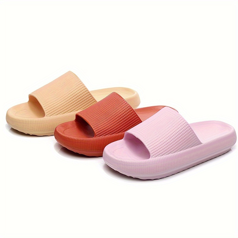 Women's Thick-Sole Non-Slip EVA Slippers - Slip-On Comfort with Textured Grip, Lightweight Indoor/Outdoor Beach Sandals for Home, Pool & Travel - Black, Indoor Footwear | Versatile Footwear | Durable Footwear