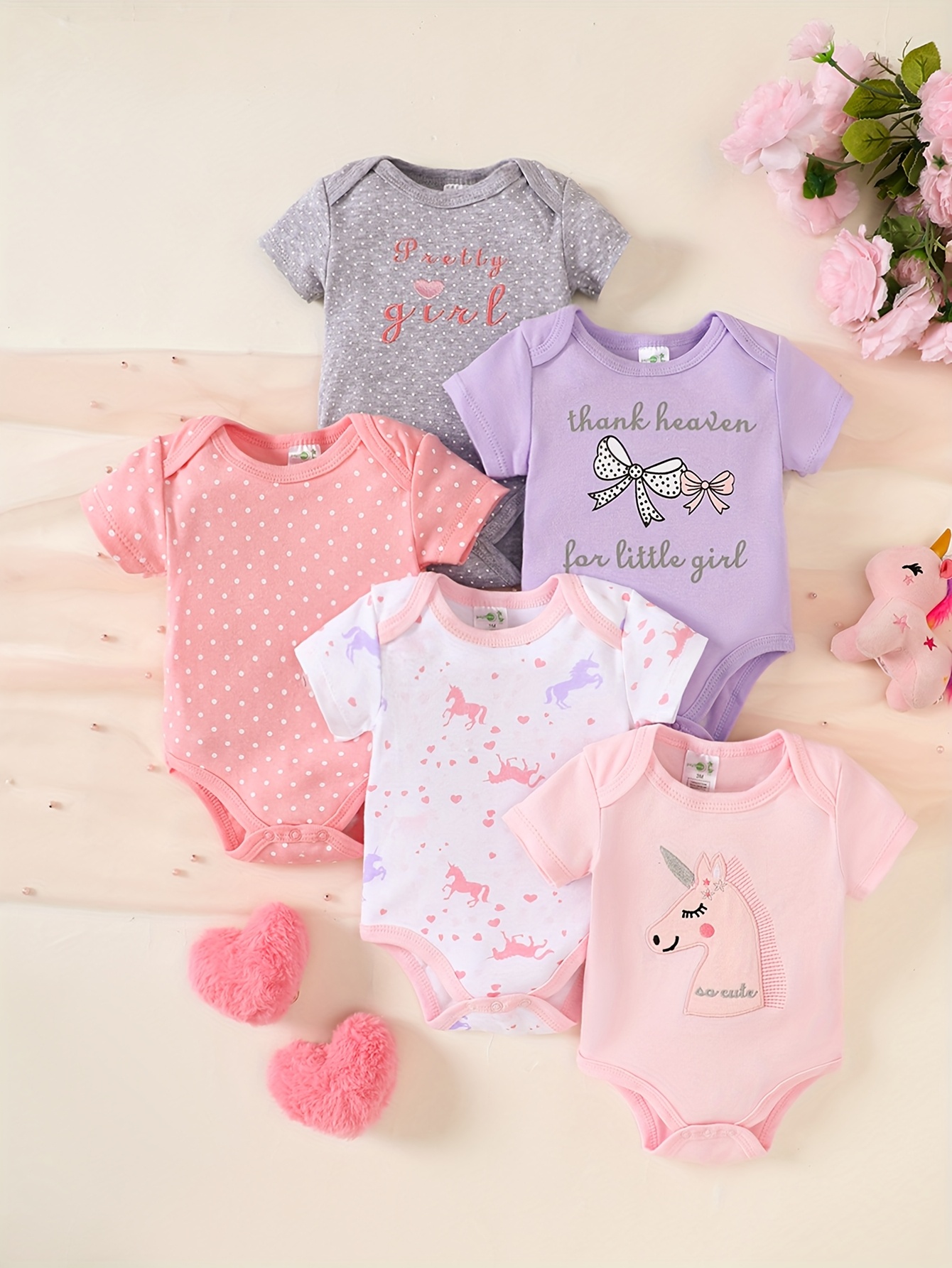 spring/summer newborn girl's romper set 100% cotton Temu Oman