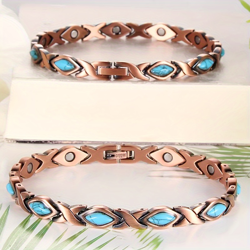 

Vintage Boho Copper Magnetic Bracelet For Women, Adjustable Length, Daily & Gift , All - No Plating, No Mosaic Material