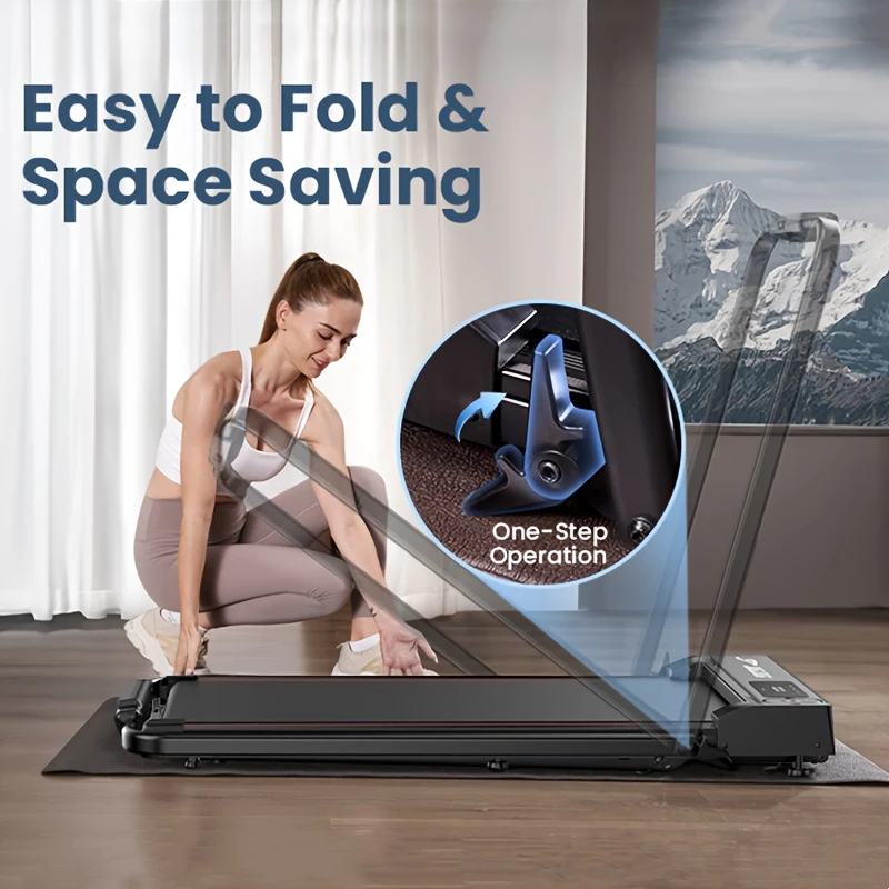 portable 2 in 1 home folding treadmill with support for 2 5hp treadmill 265 lb capacity under table walking pad with remote control and running pad for walking and jogging use for mothers day birthday gifts without battery details 1