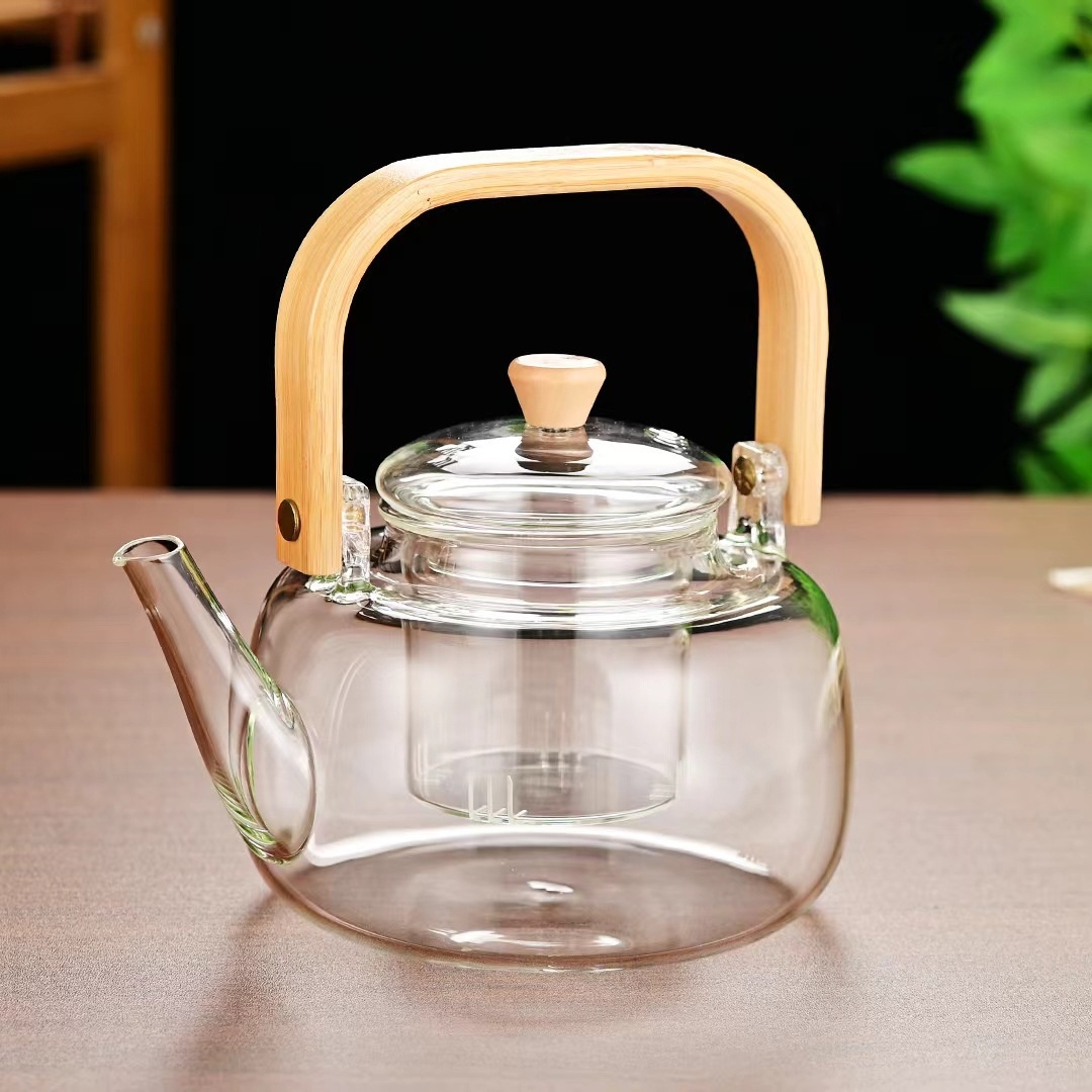 1 Tetera + Juego de 4 Tazas, Juego de Té, Vajilla para Mesa, Hecho de Vidrio de Borosilicato de Alta Resistencia - Resistente al Frío y al Calor, Apto para Placas de Inducción, Ideal para Hogar, Restaurante, Cafetería y Más