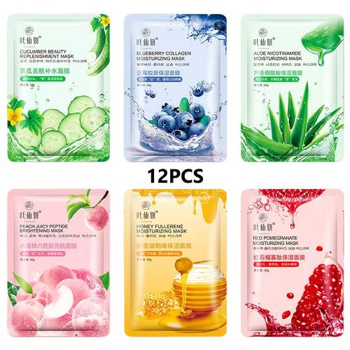 30g sheet mixed pack honey aloe fruit series hydrating mask with niacinamide christmas little gift