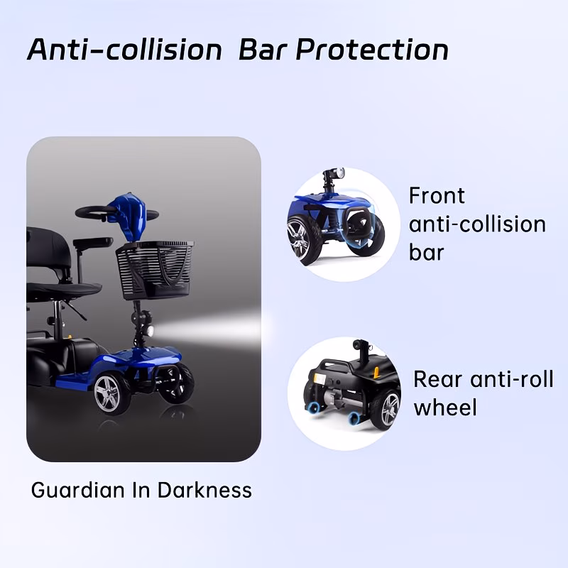 mobility aids for the four wheel foldable mobility scooters for adults 250w 12v 12ah long range with led headlights and a detachable storage basket with a tool kit charger and manual holiday surprise gift Product details 5