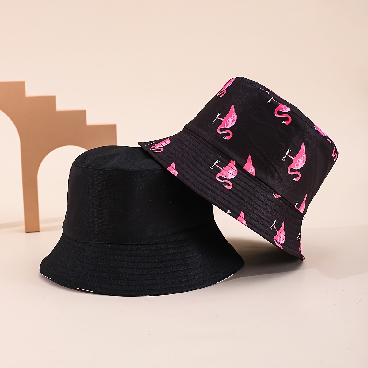 Image of Reversible Fisherman Hat, Full Print Cartoon Animal Pattern Fisherman Hat Women's Fashion Sun Hat New Student Cute Hat