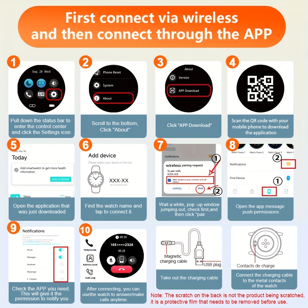 GWENLAND 4.65 cm Full Screen Smartwatch Pro - Water Resistant Fitness Tracker with Text and Call Capabilities, 100+ Exercise Modes, Pedometer, Distance, Calories, Compatible with Android and iPhone, Best for Christmas